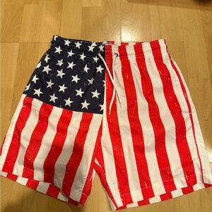 American Flag Print Swim trunks